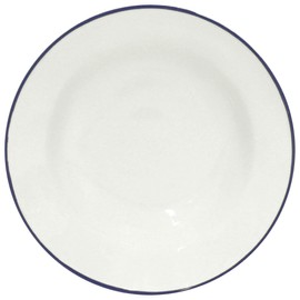 Costa Nova Ceramic Stoneware 8'' Soup Pasta Plate - Beja Collection, White & Blue | Microwave & Dishwasher Safe Dinnerware | Food Safe Glazing | Restaurant Quality Tableware