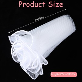 Sibba White Flower Wrapping Mesh Paper Waterproof Floral Bouquet Wrap Paper with Ribbon Pearl Edge Bouquet Packaging Paper Wrinkled Translucent Florist Supplies for DIY Crafts(11 × 143.70 inches)