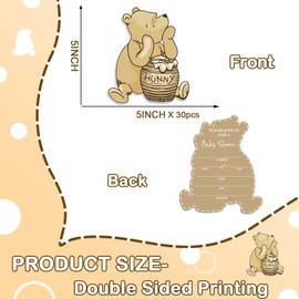 Guawubiang Winnie Baby Shower Invitations, the Pooh Baby Shower Invite Cards, 20 Double-Sided Fill In Style Invites with Envelopes, Perfect for Baby Shower Birthday Party Activities