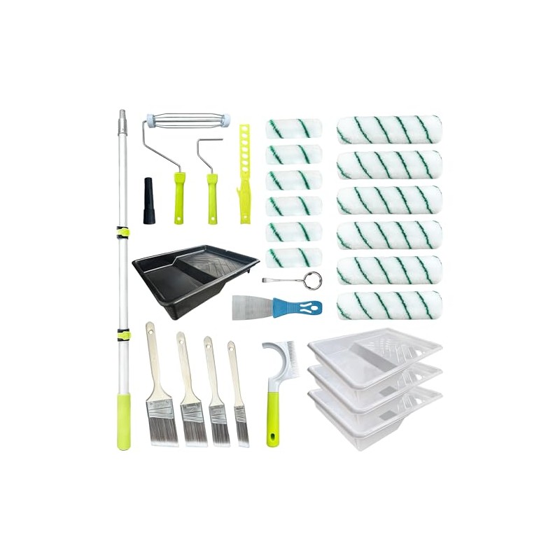 Paint Roller Kit with Extension Pole, 28 PCS Set, 2-4