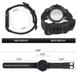 FIZILI Men's Watch Ultra-Thin Minimalist Waterproof Fashion Watch for Men or Women with Silicone Band Wrist Watches 1100 Black Blue