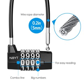 Brifit 4 Digit Long Steel Cable Combination Padlock [Upgraded] Cabinet Door Handle Padlock Long Shackle Small Handheld Outdoor Waterproof Lock Luggage Cable Locks for Travel Bag Bike Fence