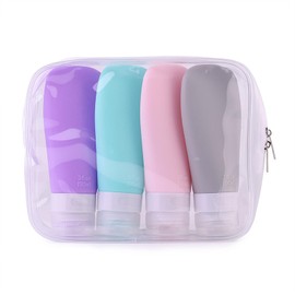 Silicone Packed Bottle Set, a Variety of Capacity Packaging Bottles, Sorting Out The Storage Travel Bottle, a Must -Have for Convenient Travel 4packof90mlwhitezippers