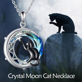 POPLYKE Dolphin / Turtle / Black Cat Necklace Sterling Silver Crystal Pendant Necklaces Cute Animal Jewerly for Women Mum, Sterling Silver