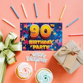 90th Birthday Party Invitations Men Women - Celebration Stars 36 Pack - Adults Birthday Invitations for Friends Family A6 Party Invites Invitation Cards with Folding Envelopes