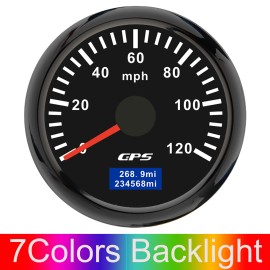 MAIMEIMI 52mm Digital Car Boat GPS Speedometer 0-120MPH Odometer Gauge 7Colors Waterproof