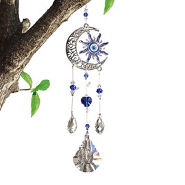 Flower Shaped Window Sun Catcher - Crystal Prism Pendant | Flower Shape Evil Eye Sun Charm Pendant for Window, Courtyards, Corridors