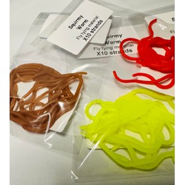 Squirmy Worm Fly Tying Material, 10 Strands per Pack, 4 Assorted Colours