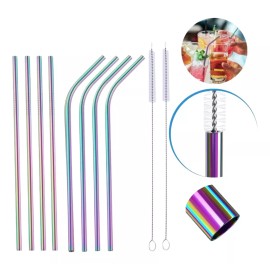 Veraly Set 8 Popotes Acero Inox Ecológicos Lavables Colores 30oz