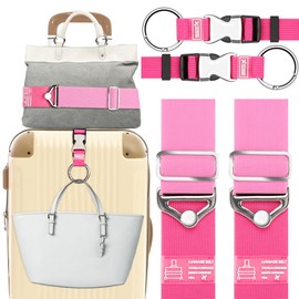 Gutsdoor 2-in-1 Travel Belt Luggage Strap 4 Pack Add a Bag Luggage Strap, Over Handle Suitcases Belt, Adjustable Travel Bag Accessories for Carry On Bag (Pink)