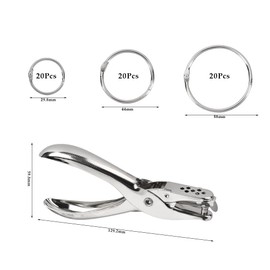 61PCS Binder Rings with Hole Punch, Loose Leaf Ring Binders Metal Book Rings Binding Rings Flash Paper Rings Flashcard Rings Index Card Rings, Loose Leaf Folder Rings Binder Scrapbook DIY 25/38/50mm