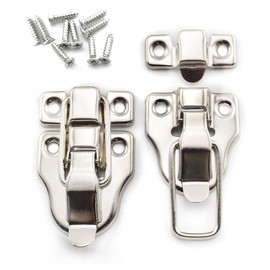 SDTC Tech 2-Pack Antique Duckbilled Toggle Latch Wooden Box Spring Loaded Hasp Latch Catch with Screws for Jewelry Box Cabinet Toolbox Trunks (Silver)