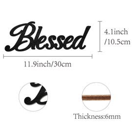 CREATCABIN Blessed Door Sign Wood Cut Sign Laser Cut Decor Wall Hanging Decoration Art Blessed Letter Unfinished Color DIY Crafts Home House Wall Room Display Gift for Men Women Black 11.9x4.1 Inch