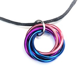 Mobii Necklaces (Multicolor) Pendant Combos, Fidget Infinity Loop Forever Spiral Jewelry (Satin Cord 18-20in, Pink Purple Blue, Medium)