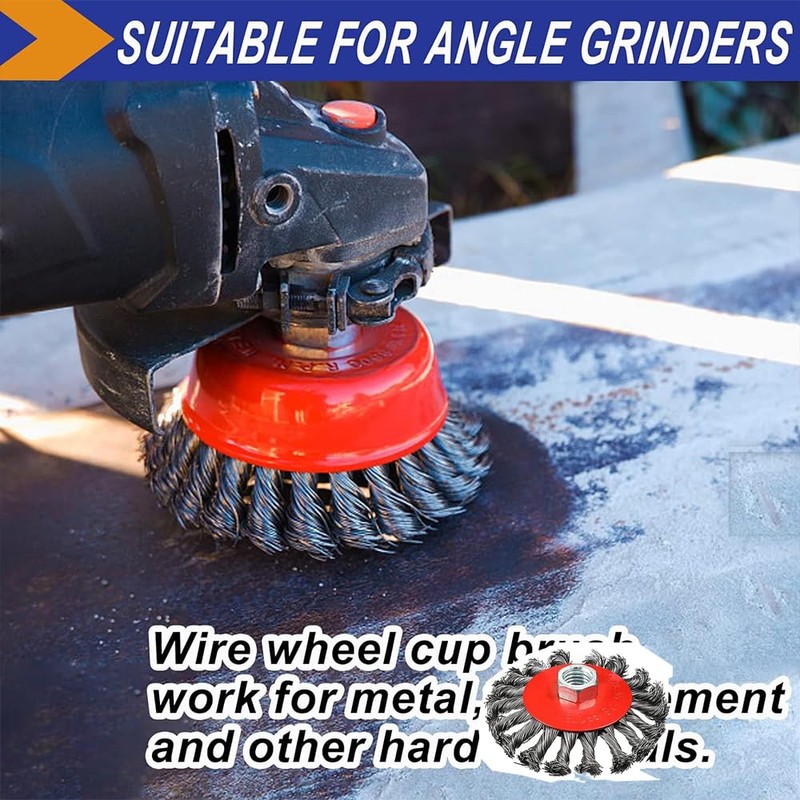 Wire Wheel Cup Brush Set for Grinder, 4 Pack Wire