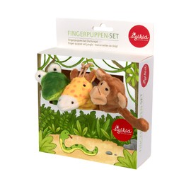 SIGIKID 42493 Finger Puppet Set Jungle My Little Theatre Girls and Boys Baby Toy Recommended from 6 Months Brown/Green/Orange