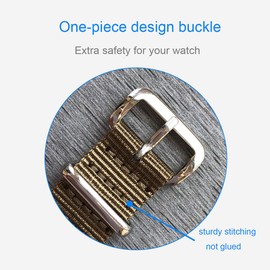 MZBUTIQ 10 mm Khaki Nylon Watch Strap One Piece Fabric Watch Bands Extra Long for Women