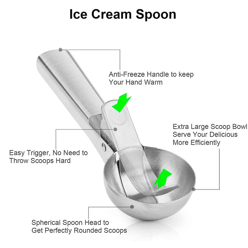 Rpanle Ice Cream Scoops with Easy Trigger, Stainless Steel Cookie