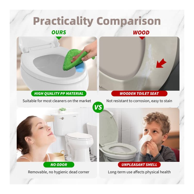 Elongated Toilet Seat, Slow Close Quick-Release Hinges, Heavy Duty Soft