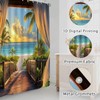 KDYDK Ocean Beach Shower Curtain Teal Orange Sea Sunset View
