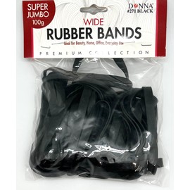 Donna Wide Rubber Bands – 100g Super Jumbo Pack for Hair Styling, Office, Home & Multi-Purpose Use – Strong Hold, Premium Elastic Rubber, Black