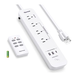 Syantek Remote Control Power Strip with 3 USB Surge Protector Power Strip with 3 RF Controlled Outlets, 5ft Extension Cord, 15A/1875W Remote Control Outlet for Household and Workstation Appliances