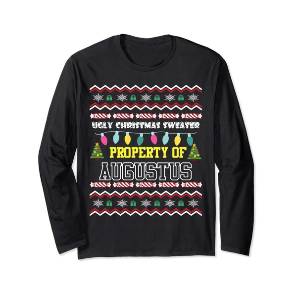 Personalized First Name Augustus Ugly Christmas Sweater Langarmshirt