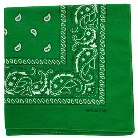 MDSTYLE 100% Cotton Bandana for Men & Women 21.25" x 21.25" Paisely Pattern Handkerchief Headband Scarf Dog (Green)