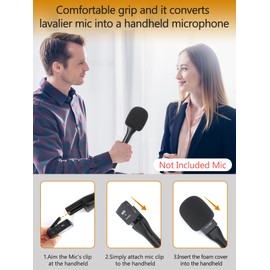 YOUSHARES Universal Interview GO Handheld Adapter for Rode Wireless GO II Mic, Wireless GO/Me/Pro, DJI Mic, DJI Mic 2 - Interview Microphone Handle with Mic Cover Foam for Most Wireless Mic