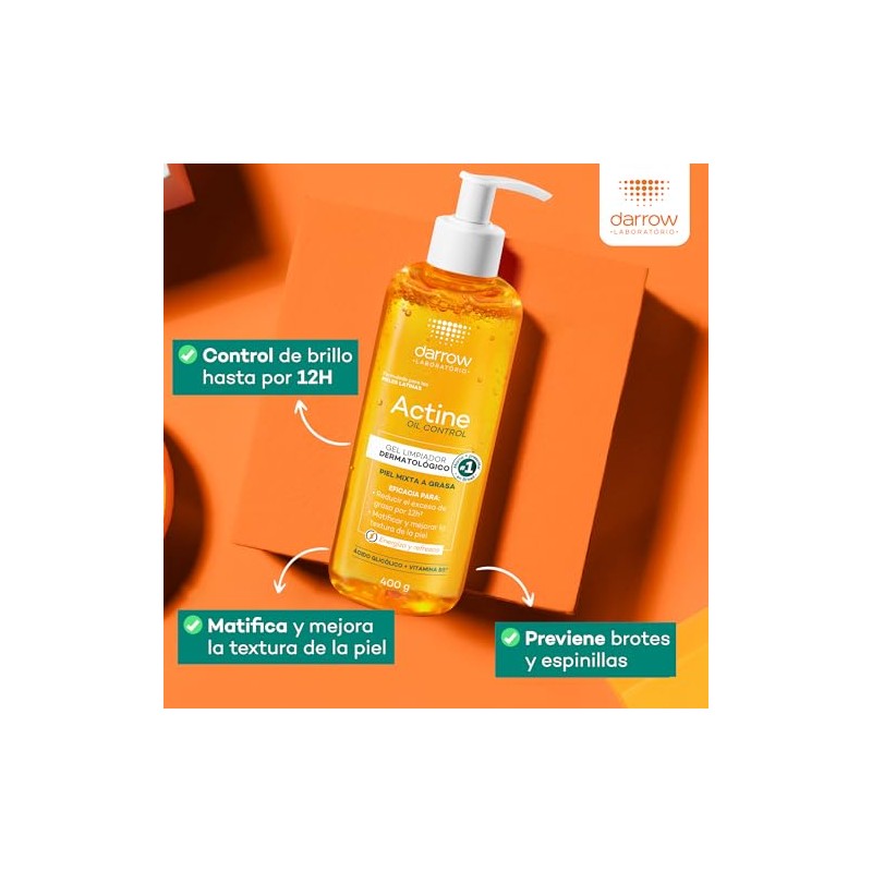 Darrow Actine Oil Control Gel Limpiador Dermatológico Piel Mixta Grasa