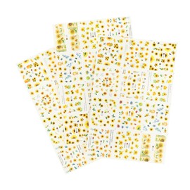Healeved 3sheets Nail Art Stickers Sunflower Nail Decals French Tip Strips for Party