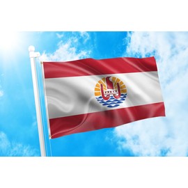 DMSE French Polynesia France Canoe Golden Sun 1984 Flag 2x3 Ft Foot 100% Polyester 100D Flag UV Resistant (2' X 3' Ft Foot)