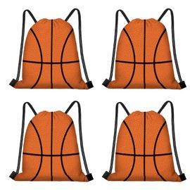 KERINGO 16 Pieces Basketball Gift Bags Basketball Drawstring String Bag Sports Backpack Ball Drawstring Party Favor Bags for Sports Storage Party Decorations