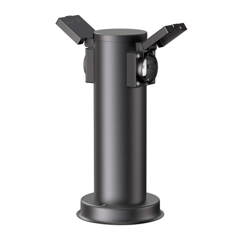 ledscom.de PORU Garden Socket Column for Outdoor Use, 2-Way, Stainless