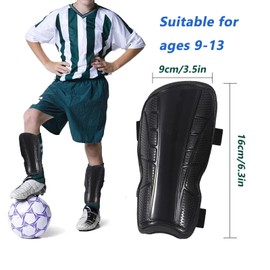 Quixotical Pair of Shin Pads for Kids Junior, Youth Sports Shin Pads, Football Shin Pads for Boys Kids, Breathable Kids Shin Pad, for Football, Hockey and Other Sports 9-13 Years Boys Girls (Black)