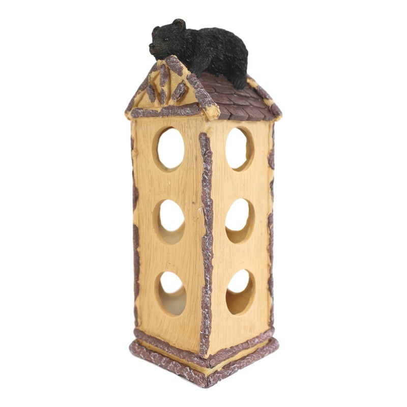 Ebros Rustic Forest Black Bear Cub On Logs Cabin Roof