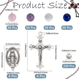 SUNNYCLUE 448Pcs Rosary Making Kits Rosary Charms Cross Charm Easter Crucifix Crosses Pendants Chandelier Component Links 8Mm Cat Eye Beads for Jewelry Making Supplies DIY Necklace Bracelets Holiday