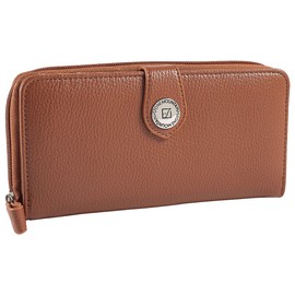 Stone Mountain Women's Leather Ludlow Clutch Wallet with Checkbook Cover Tan