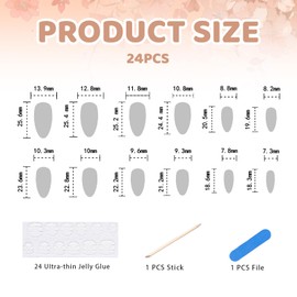 Muorruo 24 Pieces Summer Blue 3D Star Flower Press-On Nails, Almond Medium, French Reusable Acrylic Art Nail in Ocean Shell Design, Summer Beach Nails for Daily Use