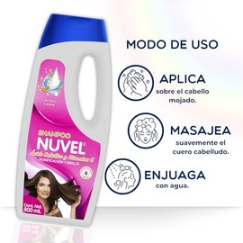 Nuvel Shampoo Control Caspa con Acido Salicilico y Vitamina C 800 ml, Limpieza Capilar Profunda