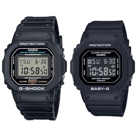CASIO DW-5600UE-1BGD-565U-1JF Waterproof Pair Watch, G-SHOCK Baby-G, Men's, Women's, Black, Digital Watch, Genuine Domestic Product