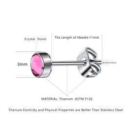 Artskin G23 Titanium Crystal Stud Earrings for Women Men Girls Hypoallergenic Nickel Free 3mm Dainty Elegant Classic Stud Earrings for Sensitive Ears (3MM, Rose)