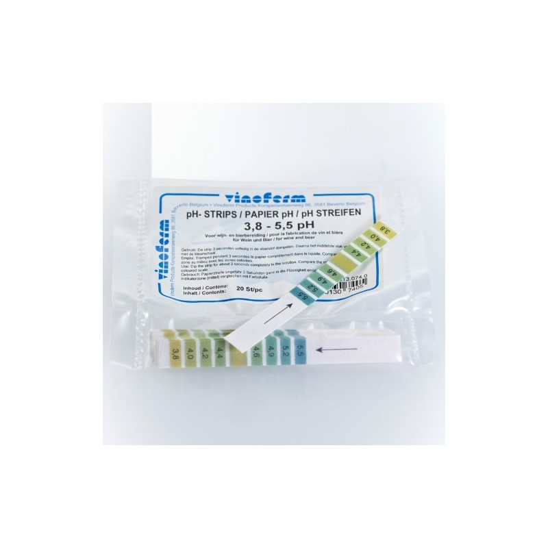 PH TEST STRIPS 11/2 5,5ph with Colourful Scale for determining