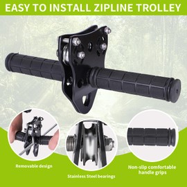 REISIO 100 FT Zipline for Backyard Kids and Adults, Adjustable Zip Line Kit for Adult Outdoor 390 LBS Removable Non-Slip Trolley Play Playground Entertainment