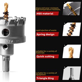 GPtzlei Tungsten Carbide Hole Saw（80mm）- Heavy Duty TCT Hole Cutter for Stainless Steel, Metal, Iron, & Plastic with Titanium Pilot Drill