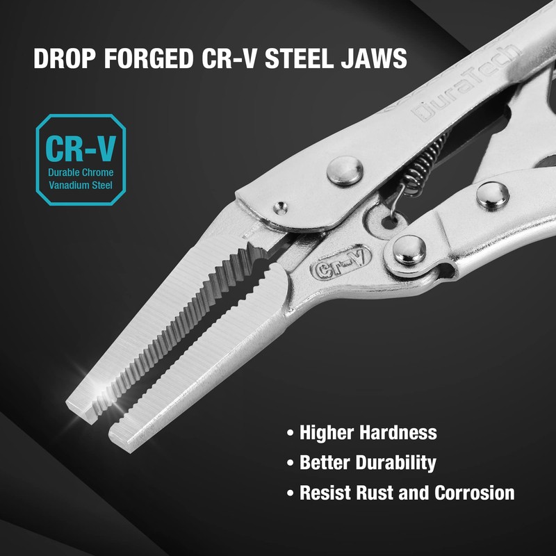 DURATECH 6-1/2Inch Long Nose Locking Pliers, Premium Cr-V Construction, Long