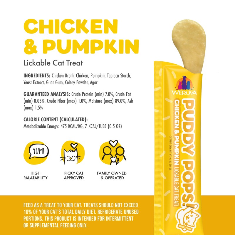 Weruva Puddy Pops, Chicken and Pumpkin Lickable Cat Treats, 0.5oz