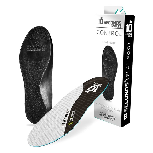10 Seconds - Flat Foot Orthopedic Insole – Corrective Arch Support for Flat Feet, Biostatic Topper with Shock Absorbing Foam, Prevents Overpronation M 6/6.5, W 7.5/8