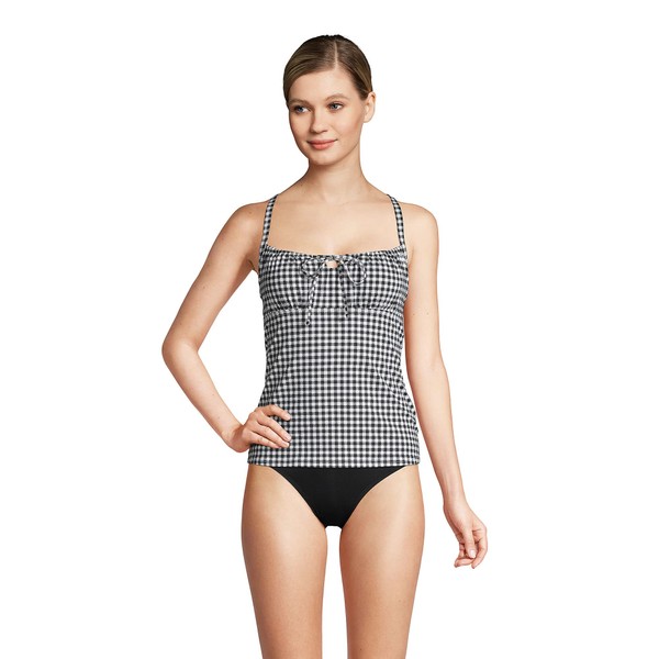 Lands' End Women Chlorine Resistant Tie Front Underwire Tankini Top