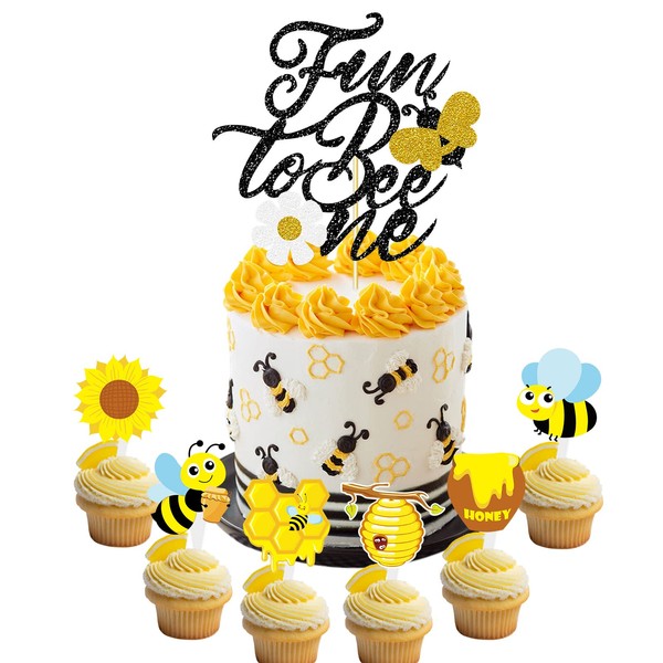Vetwo 31 decoraciones divertidas para abejas, para primer cumpleaños, decoración de cupcakes, abejas, abejas, colmenas de abejas, primer día de abejas, feliz primer día de abejas, baby shower, primer cumpleaños